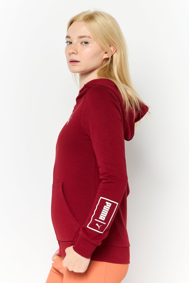 PUMA سويت شيرت خارجي للنساء بأكمام طويلة وقصة عادية، أحمر - Image 2